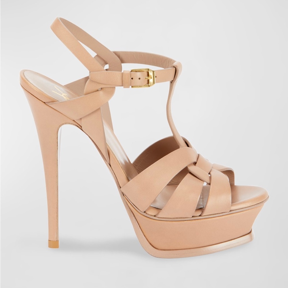 Saint Laurent Tribute 105 Platform Sandals size 36.5 (6) Nude